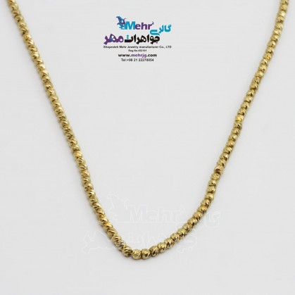 Gold Necklace - Carved Ball Design-MM1720